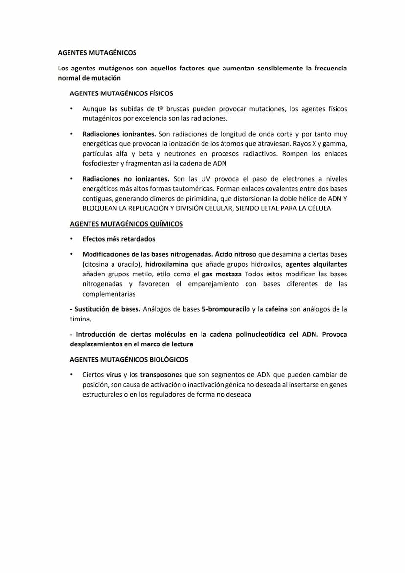 GENÉTICA DE POBLACIONES, MUTACIONES Y EVOLUCIÓN
MUTACIONES
CONCEPTO: Son cambios en la información hereditaria como consecuencia de
alteraci