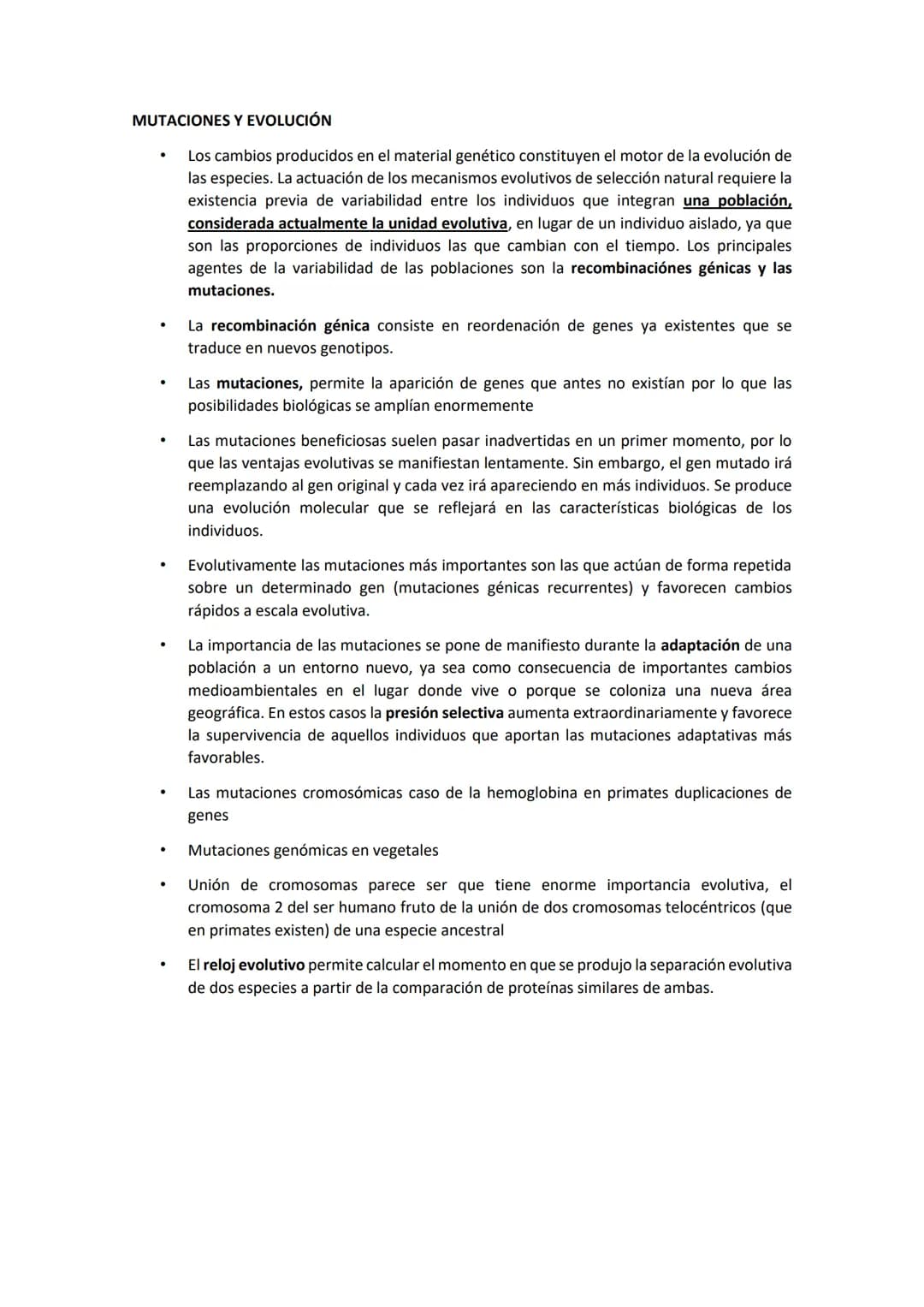 GENÉTICA DE POBLACIONES, MUTACIONES Y EVOLUCIÓN
MUTACIONES
CONCEPTO: Son cambios en la información hereditaria como consecuencia de
alteraci
