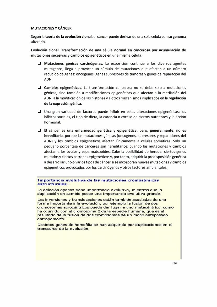 GENÉTICA DE POBLACIONES, MUTACIONES Y EVOLUCIÓN
MUTACIONES
CONCEPTO: Son cambios en la información hereditaria como consecuencia de
alteraci
