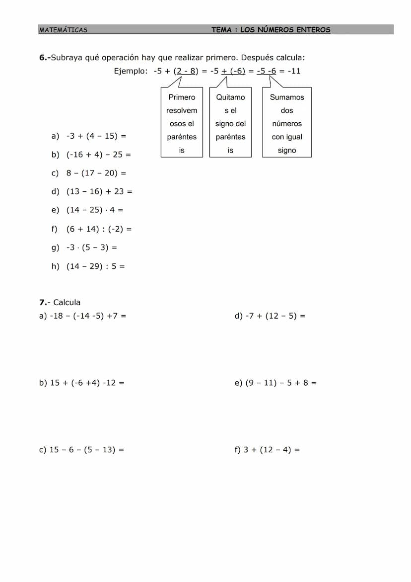 MATEMÁTICAS
LOS NÚMEROS ENTEROS
Números enteros: ordenación y representación
El conjunto de los números enteros
está formado por
los números