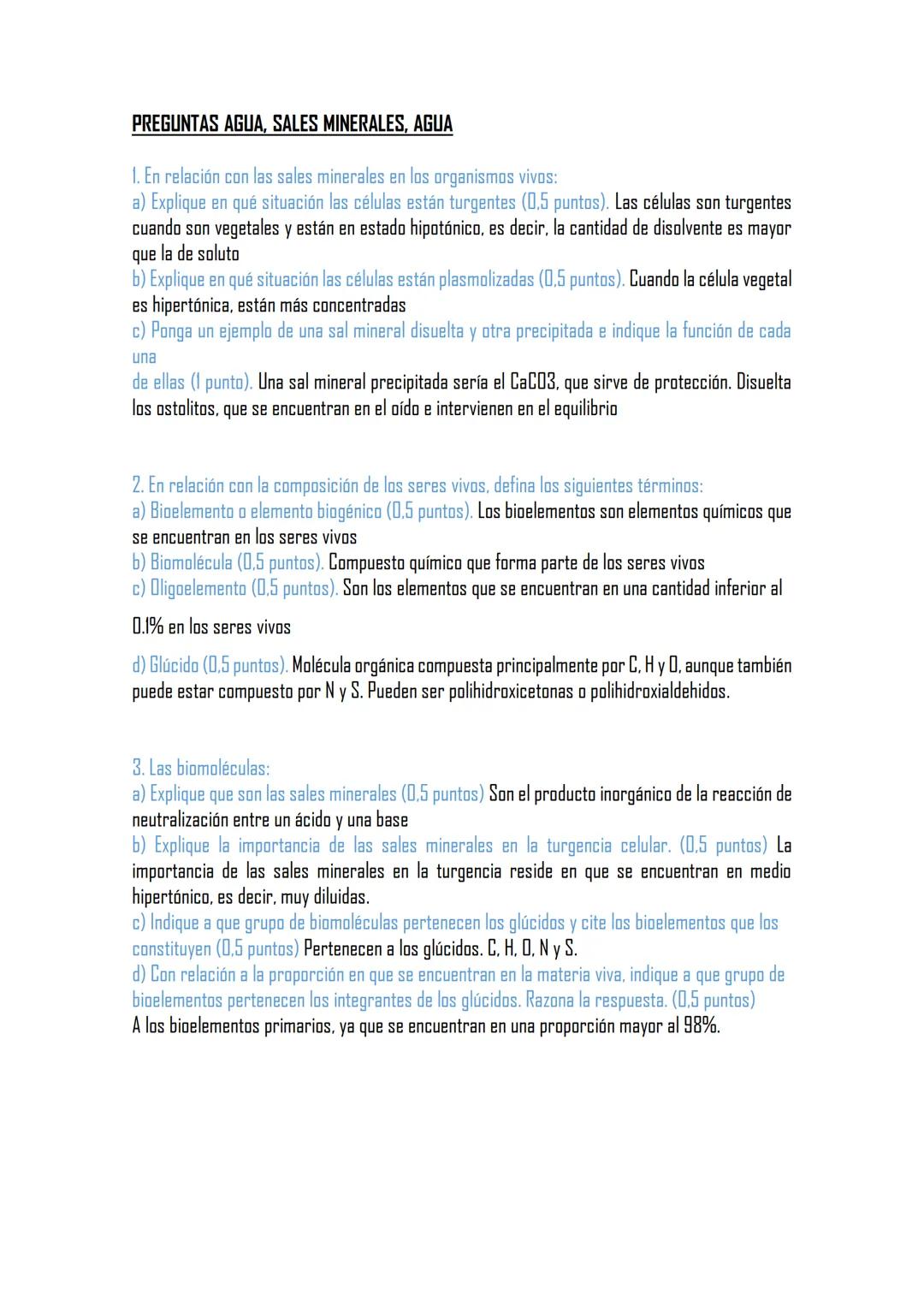 Preguntas y Respuestas sobre Agua y Sales Minerales