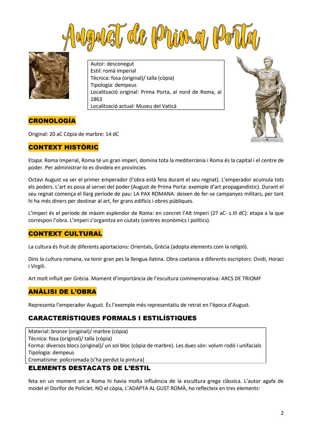 Escultura Romana
Té dos importants precedents:
- Grècia
- Etrúcia (etruscus): n'hereda interès per el realisme, l'escultura funerària i el r