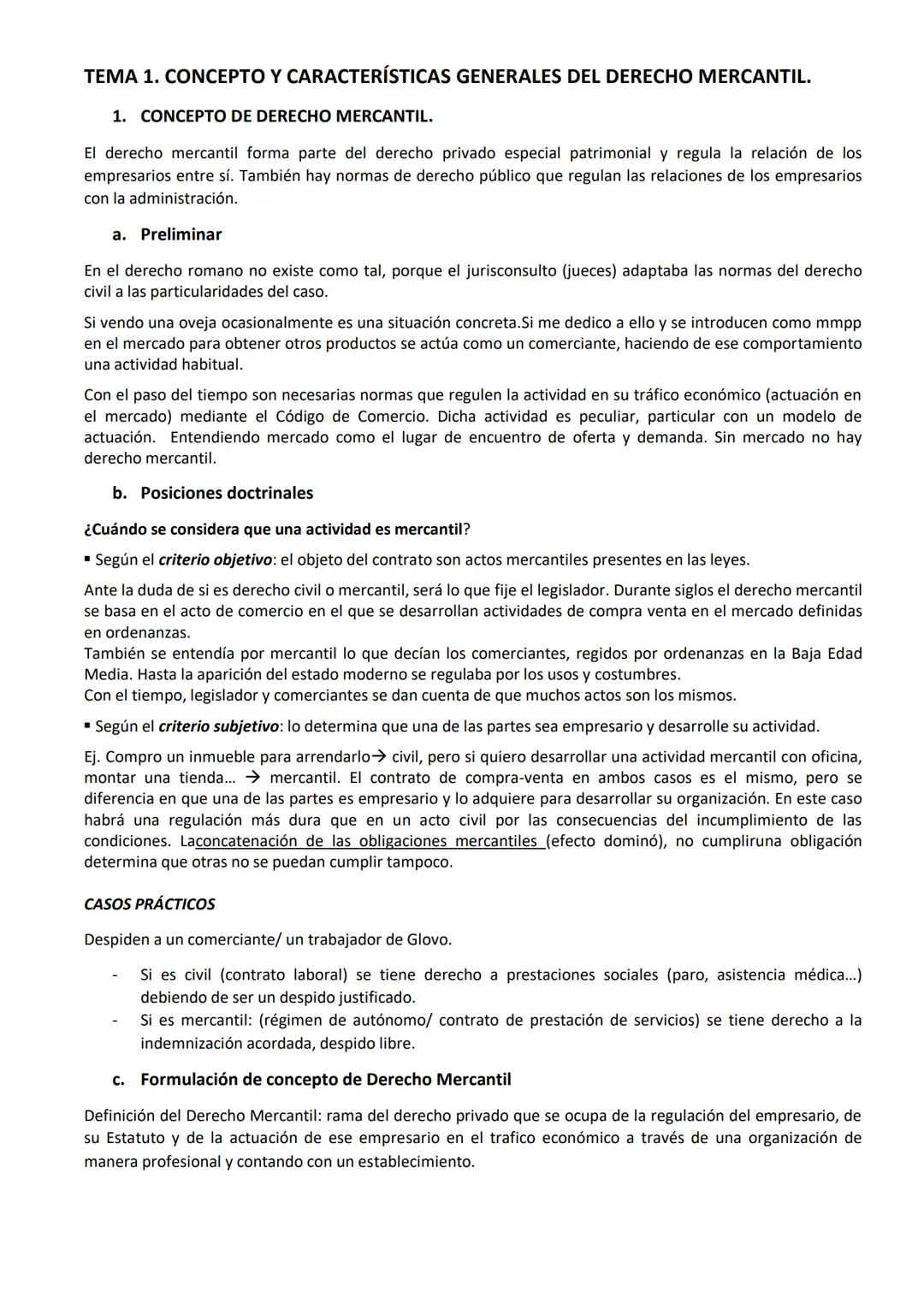 TEMA 1. CONCEPTO Y CARACTERÍSTICAS GENERALES DEL DERECHO MERCANTIL.
1. CONCEPTO DE DERECHO MERCANTIL.
El derecho mercantil forma parte del d