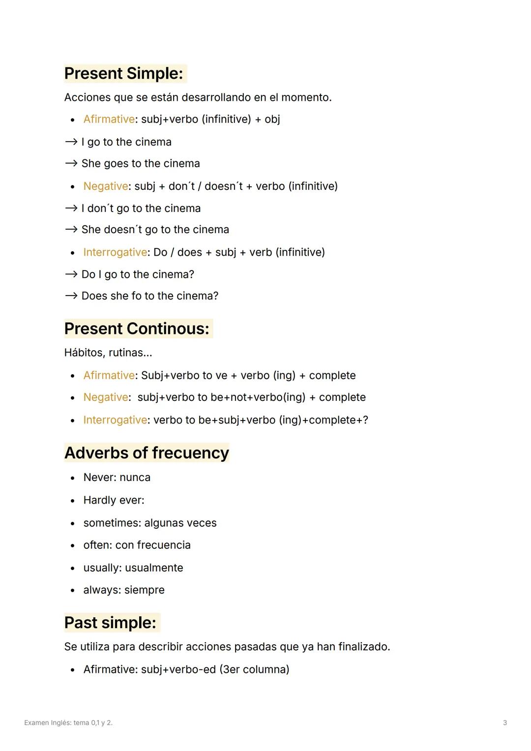 Examen Inglés: tema 0,1 y 2.
VOCABULARY
• Active: activo.
• Ambitious: ambicioso.
• Calm: calmado.
• Cheerful: alegre.
• Confident: confiado