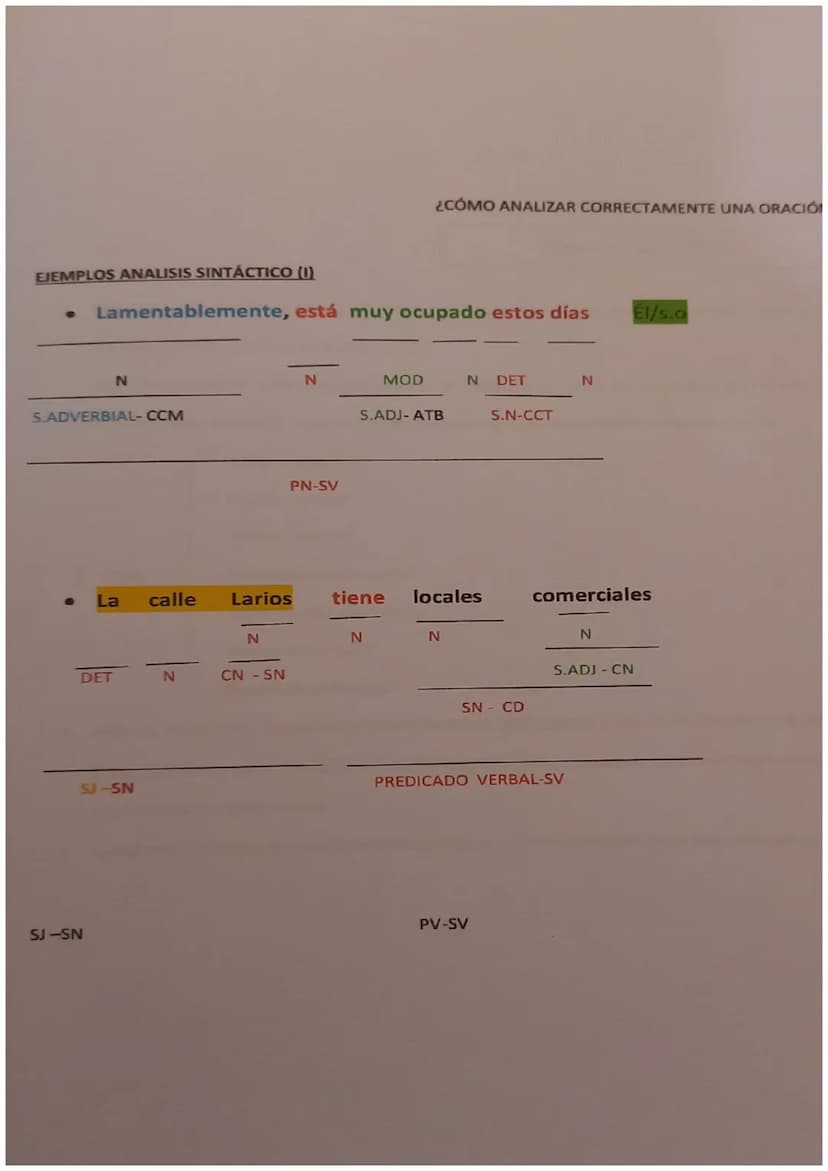 SINTAGMAS
TIPOS Y ESTRUCTURA
SINTAGMA NOMINAL: Está formado por un pronombre o un sustantivo, al que se va a
llamar núcleo y uno o varios de