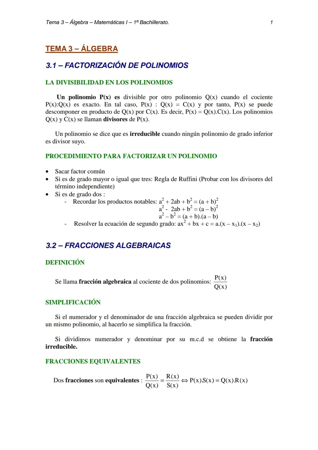 Álgebra 1ºBachillerato