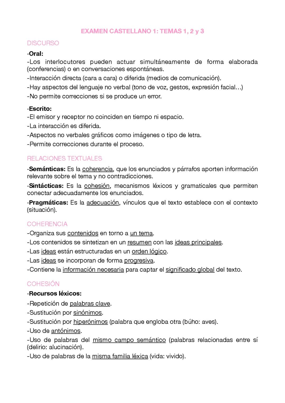 Lengua castellana 1ºBach