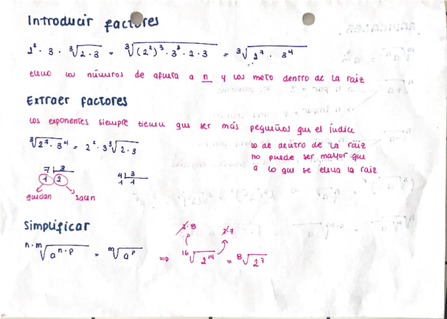 RADICALES.

$\sqrt[m]{a^n} = a^{\frac{n}{m}}$

$\sqrt[n]{+a}$ $\longrightarrow$ n par = $\pm$ dos soluciones

$\longrightarrow$ n impar = + 