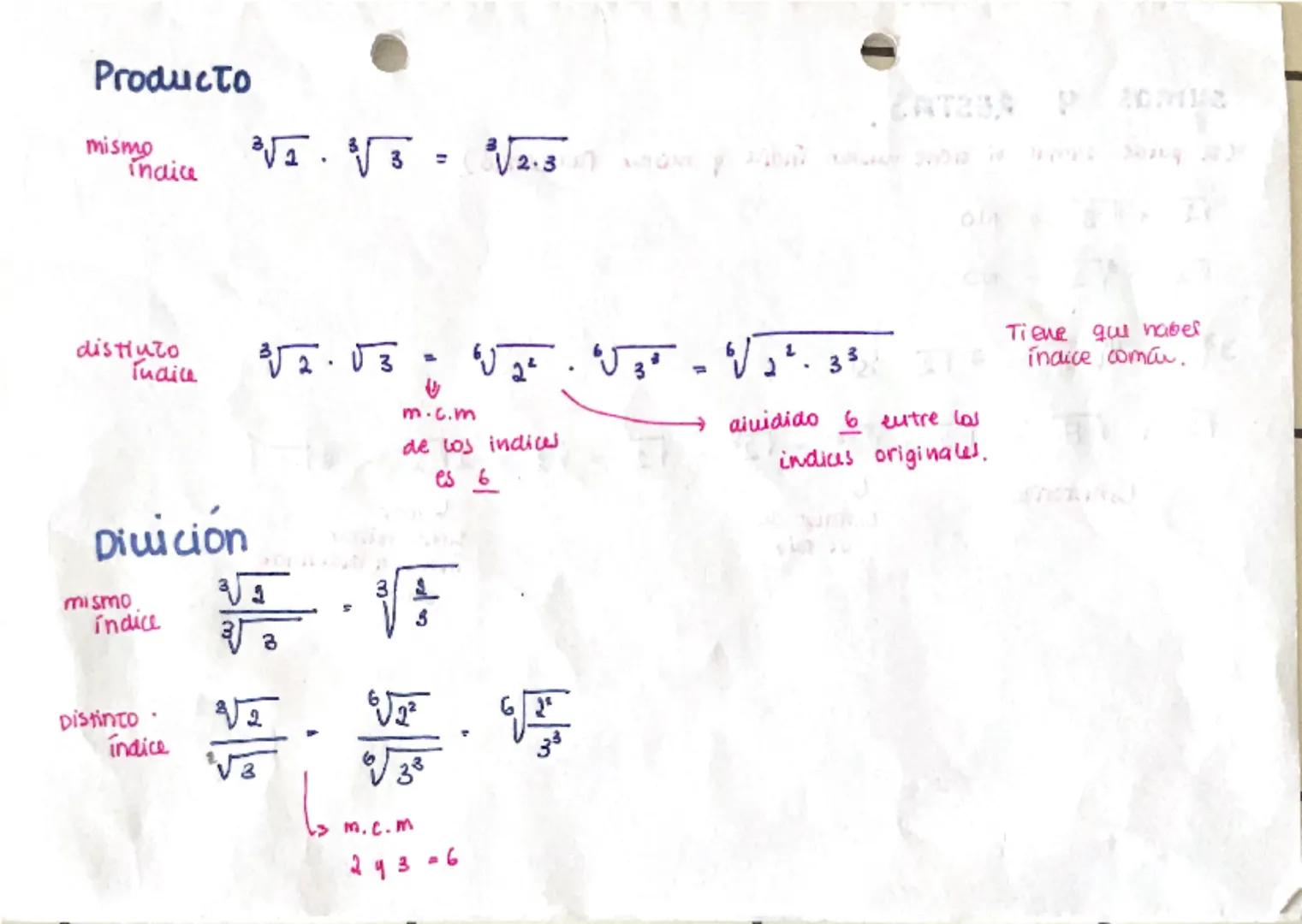 RADICALES.

$\sqrt[m]{a^n} = a^{\frac{n}{m}}$

$\sqrt[n]{+a}$ $\longrightarrow$ n par = $\pm$ dos soluciones

$\longrightarrow$ n impar = + 