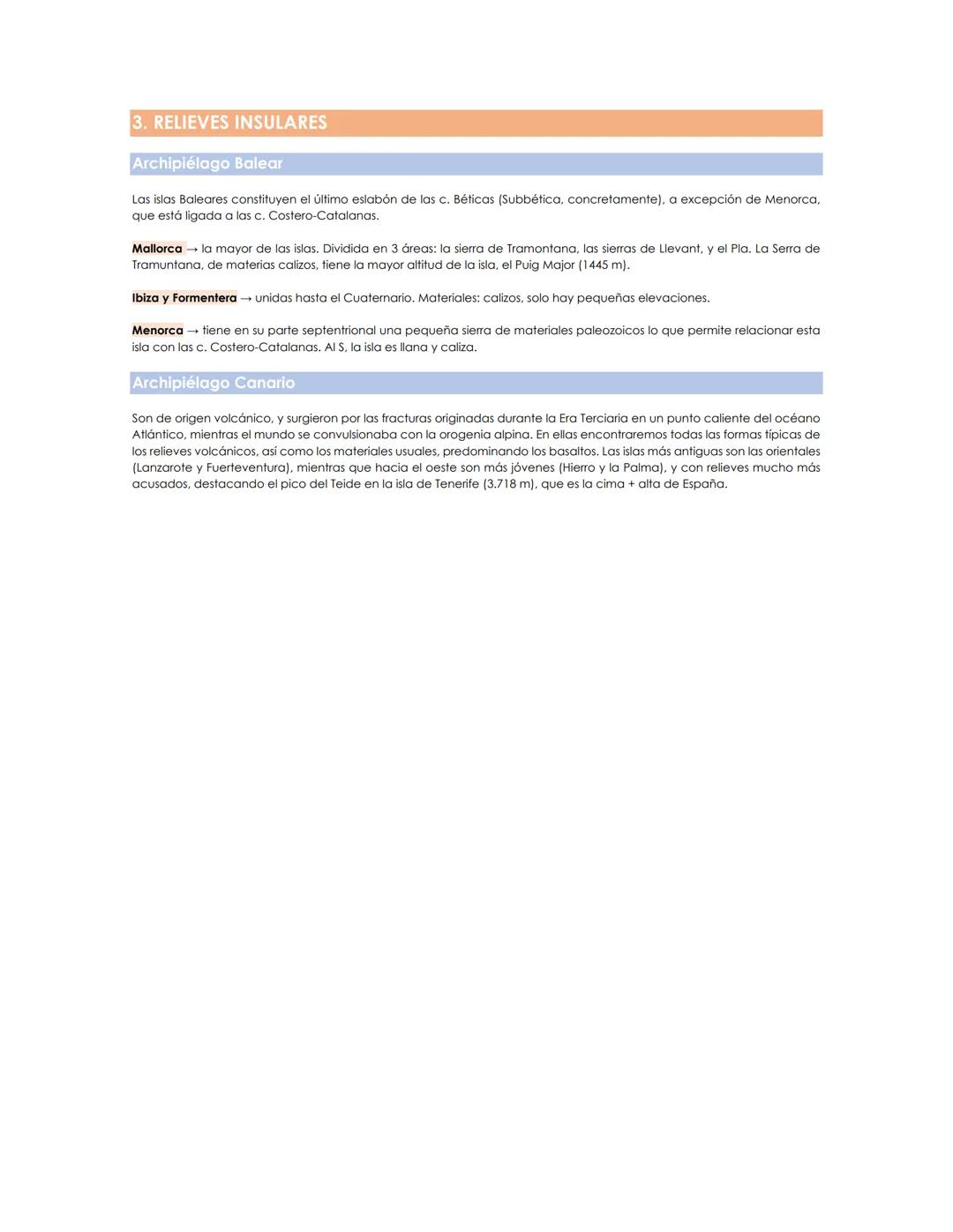 # TEMA 2. EL RELIEVE

1. INTRODUCCIÓN

El relieve de España es complejo, podemos encontrar cordilleras, mesetas, depresiones y formaciones v