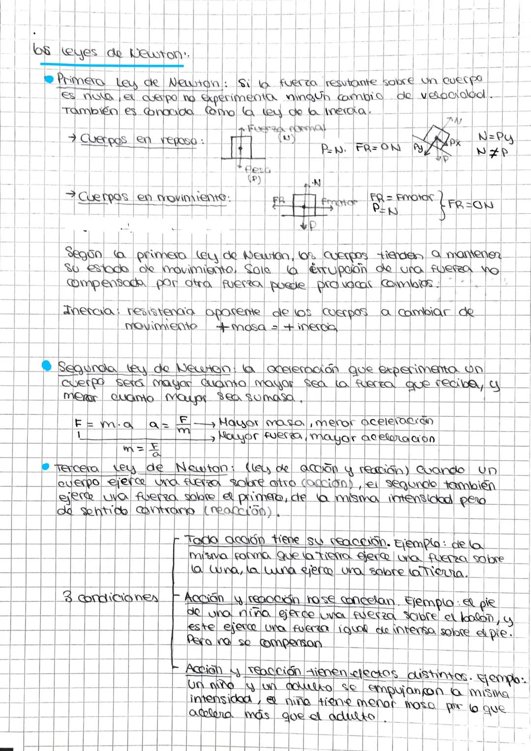 bas leyes de Newton.
Primera Ley de Newton: Si la fuerza resutante sobre un cuerpo
es nula el cuerpo no experimenta ningun cambic de velocro