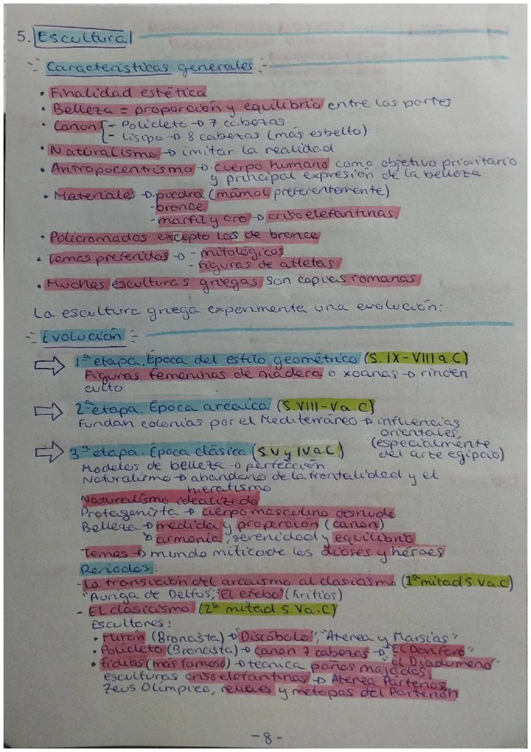 # Arte griego

Indice
1. Antecedentes
2. Marco histórico-geográfico
3. Caracteristicas generales
4. Arquitectura:
Caracteristicas
*   El tem
