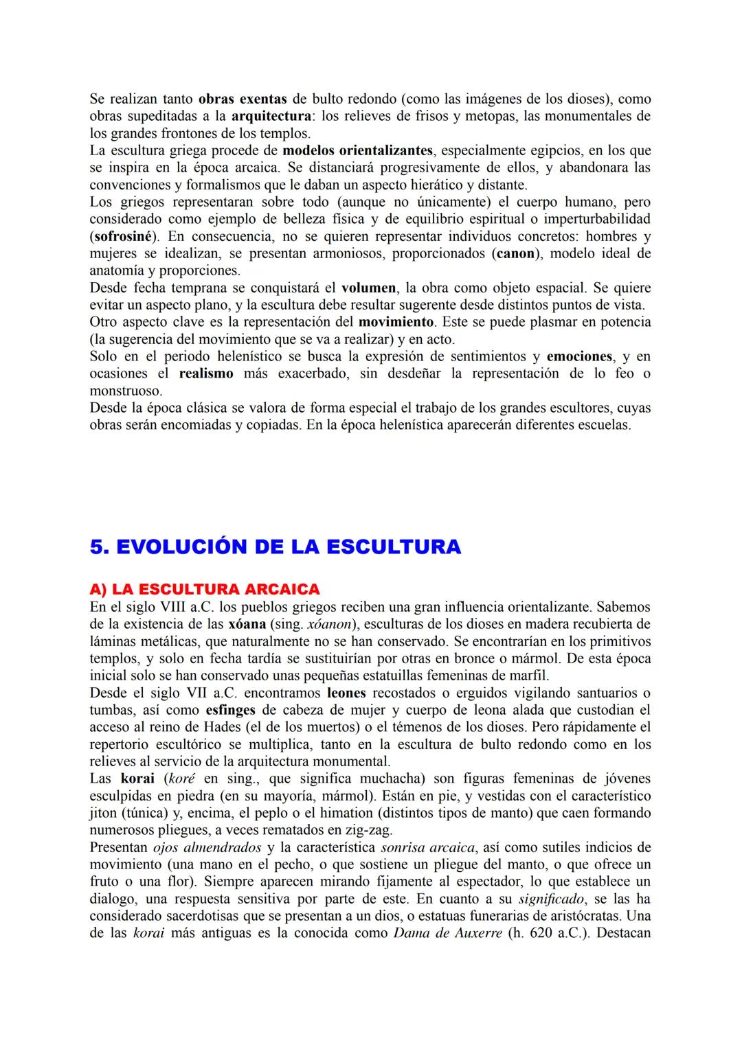 GRECIA (APUNTES)
La búsqueda de la belleza
1. Introducción. 2. Arquitectura: los órdenes clásicos. 3. Principales tipologías
arquitectónicas