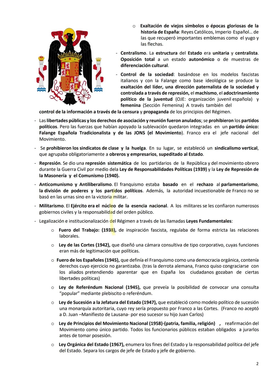 BLOQUE 11. La Dictadura Franquista (1939-1975)
11.1 La creación del Estado franquista. Grupos ideológicos y apoyos sociales. Etapas de la di
