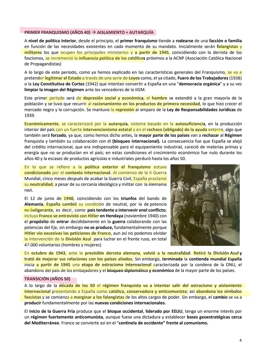 BLOQUE 11. La Dictadura Franquista (1939-1975)
11.1 La creación del Estado franquista. Grupos ideológicos y apoyos sociales. Etapas de la di