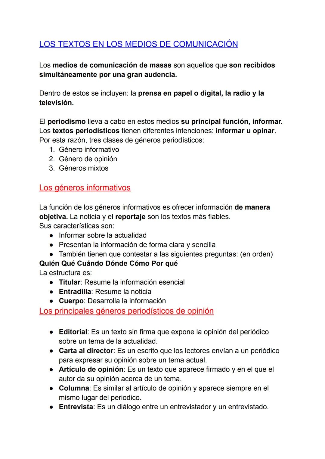 Los textos en los medios de comunicación 4°ESO