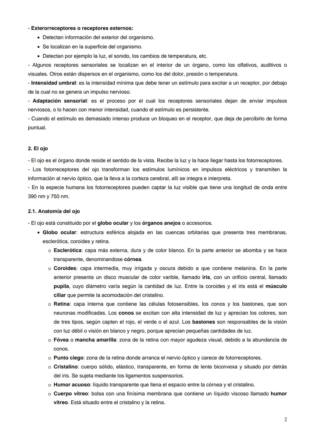 Índice:
1. La percepción de los estímulos. Los receptores sensoriales
2.
El ojo
El oído
3.
4.
La piel
5. El gusto y el olfato
6. Los efector