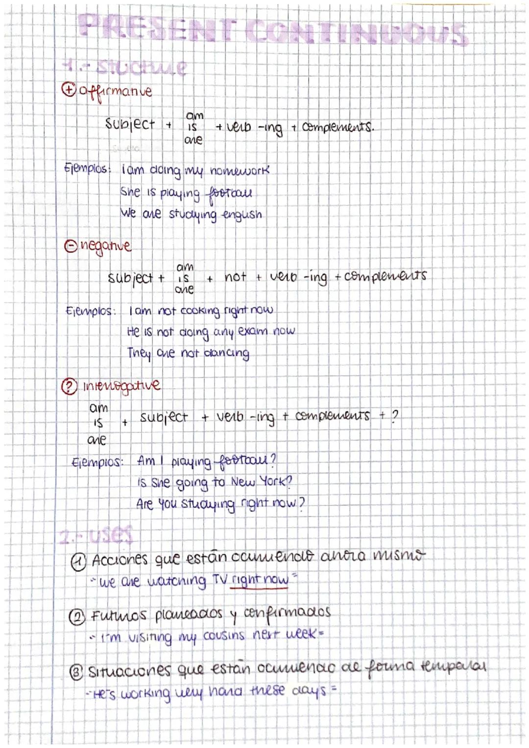 PRESENTICONTUNISOUS
Ⓒoffirmance
Subject +
neganve
Ejemplos: I am doing my homework
She is playing football
We are studying engush
subject +
