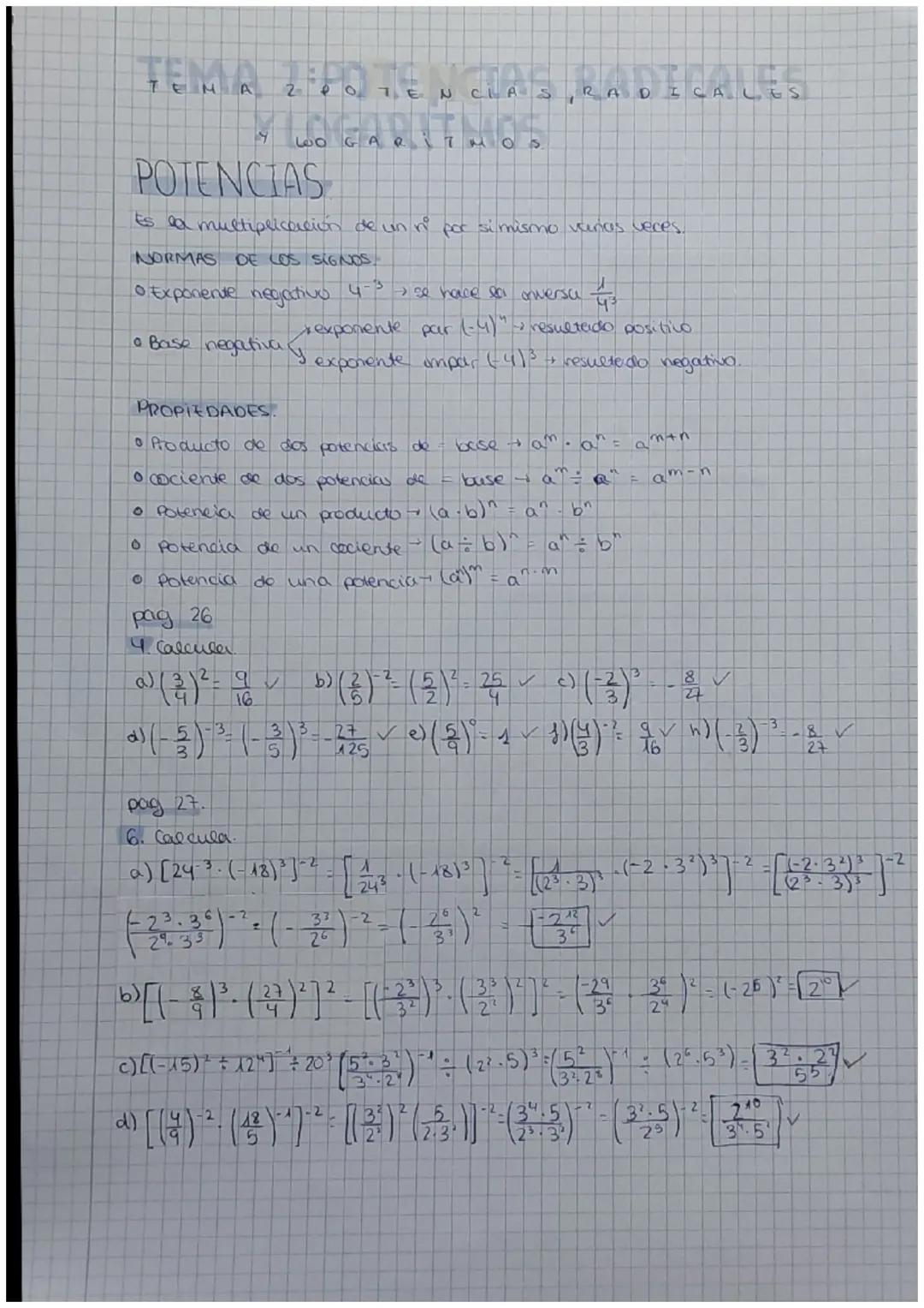 TEMA 2:OTENCIAS RADICALES
CROS
LOO GAR
POTENCIAS
Es la multiplicación de un nº por si mismo varias veces.
NORMAS DE LOS SIGNOS
• Exponente n