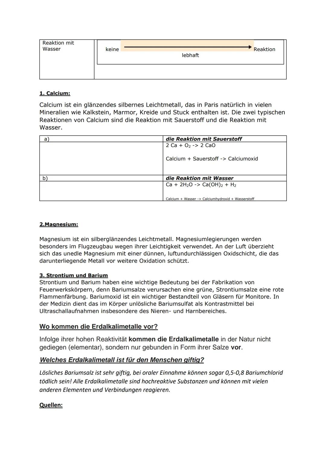 # Erdalkalimetalle

Der Name "Erdalkalimetall" bezieht sich auf einen beträchtlichen Anteil von Calcium- und
Magnesiumverbindungen in der Er