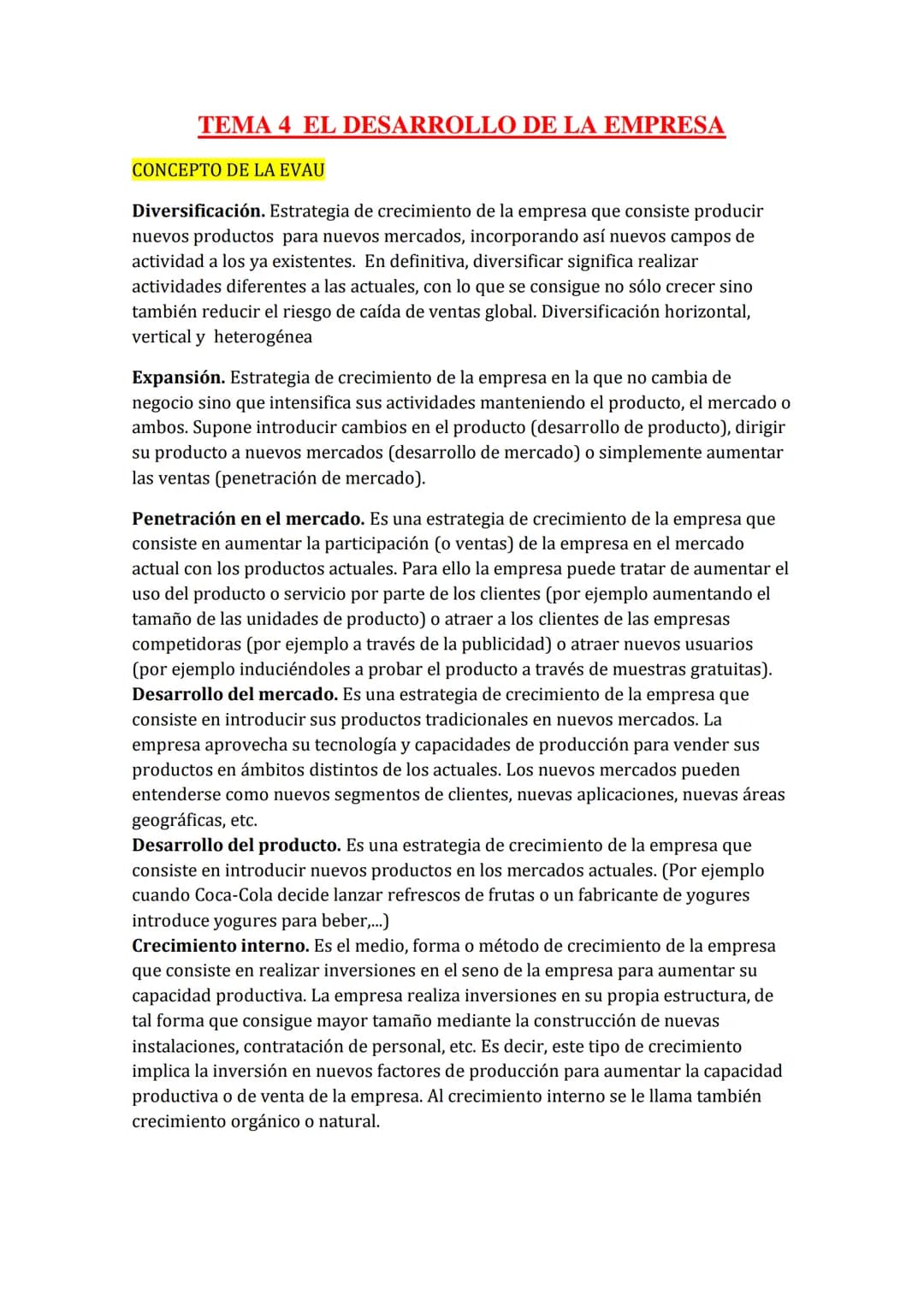 
<h2 id="tema1laempresa">TEMA 1: LA EMPRESA</h2>
<h3 id="conceptosdelaevau">Conceptos de la EVAU</h3>
<p><strong>Empresa:</strong> Es la uni
