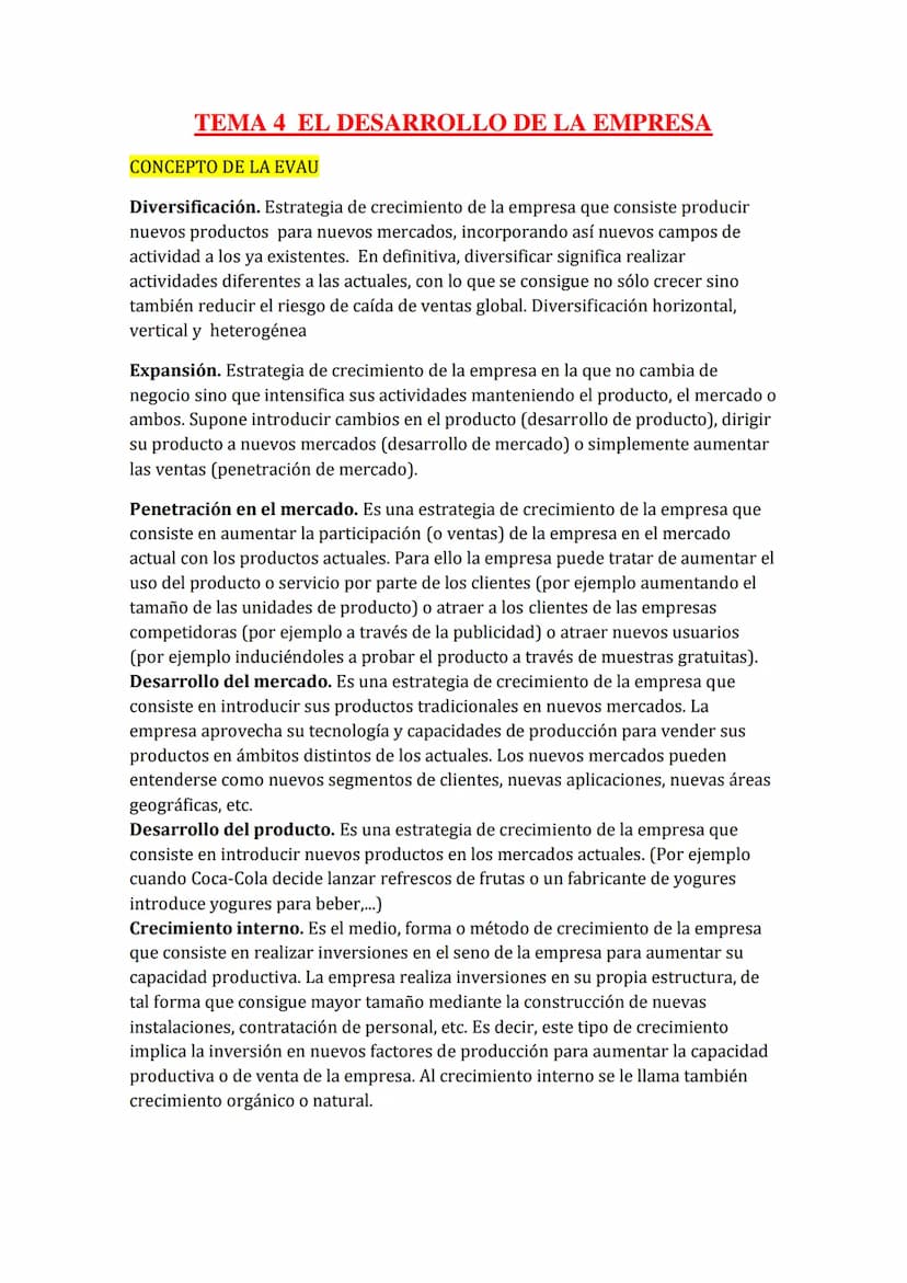 
<h2 id="tema1laempresa">TEMA 1: LA EMPRESA</h2>
<h3 id="conceptosdelaevau">Conceptos de la EVAU</h3>
<p><strong>Empresa:</strong> Es la uni