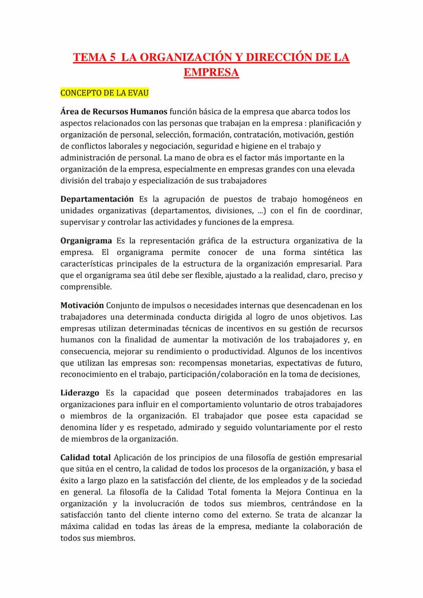 
<h2 id="tema1laempresa">TEMA 1: LA EMPRESA</h2>
<h3 id="conceptosdelaevau">Conceptos de la EVAU</h3>
<p><strong>Empresa:</strong> Es la uni
