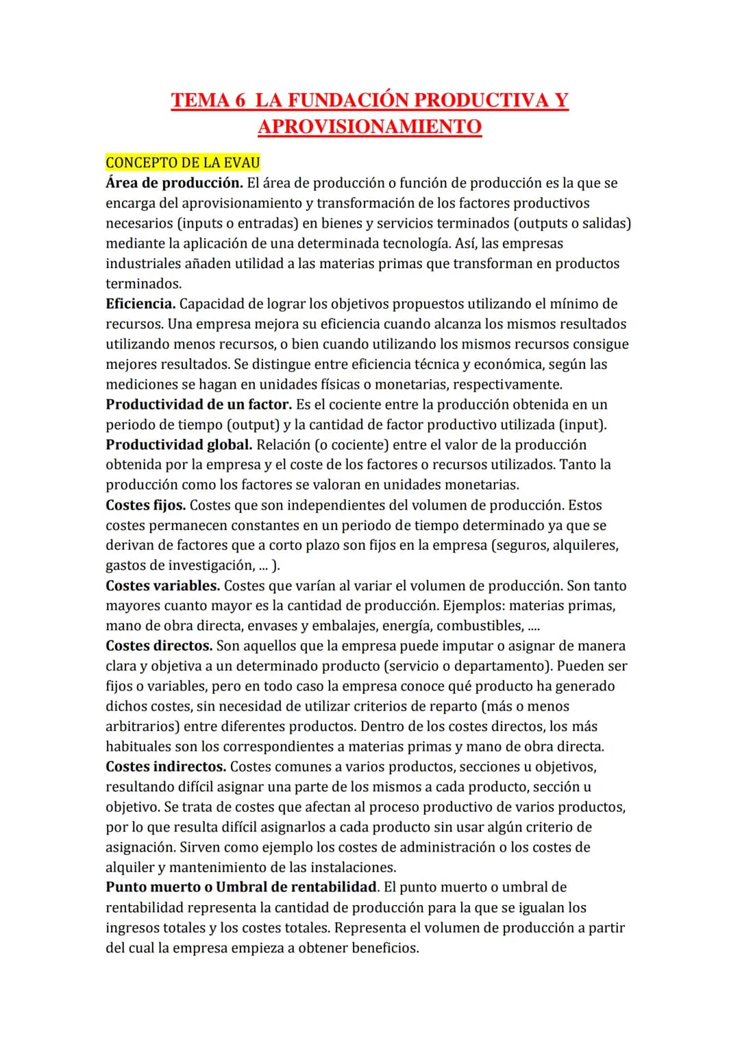 
<h2 id="tema1laempresa">TEMA 1: LA EMPRESA</h2>
<h3 id="conceptosdelaevau">Conceptos de la EVAU</h3>
<p><strong>Empresa:</strong> Es la uni