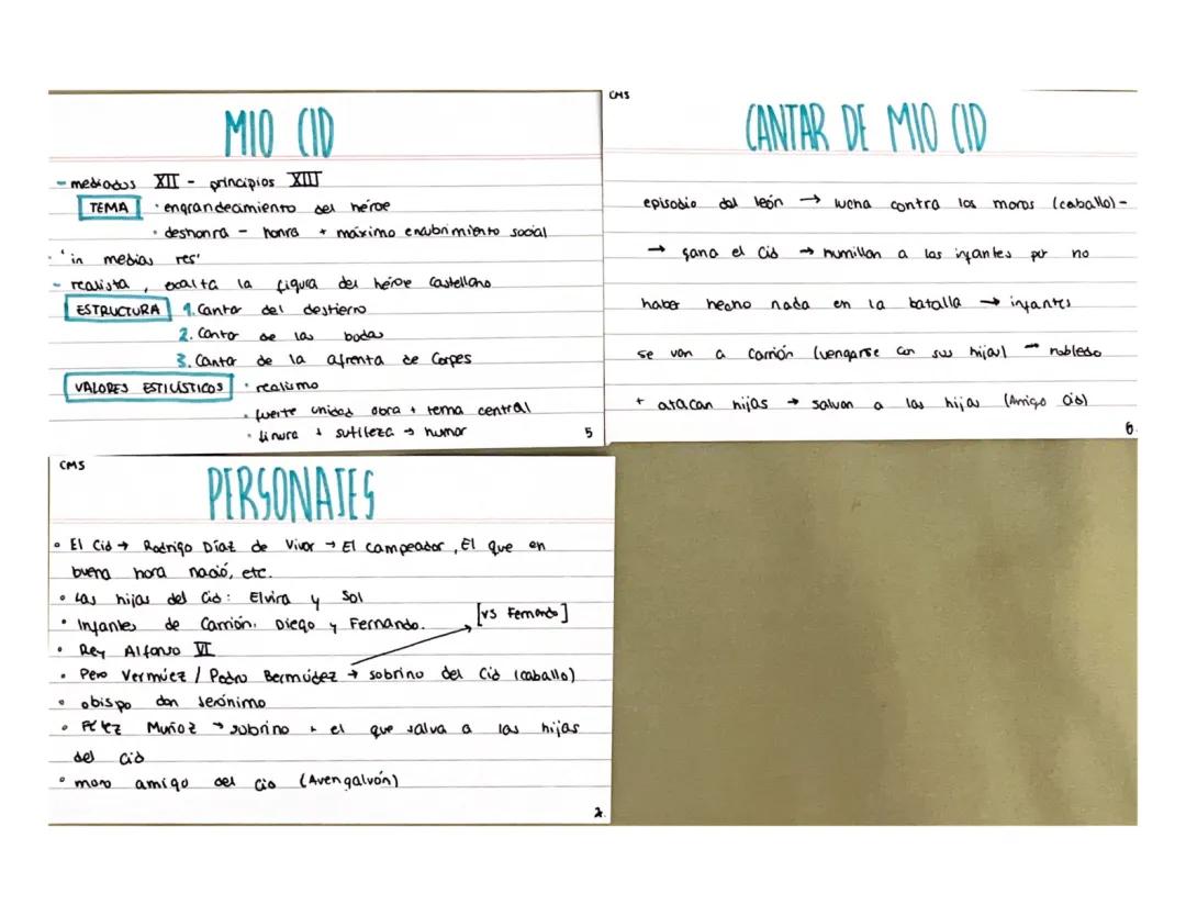 Análisis del Cantar del Mio Cid para 1° Bachillerato