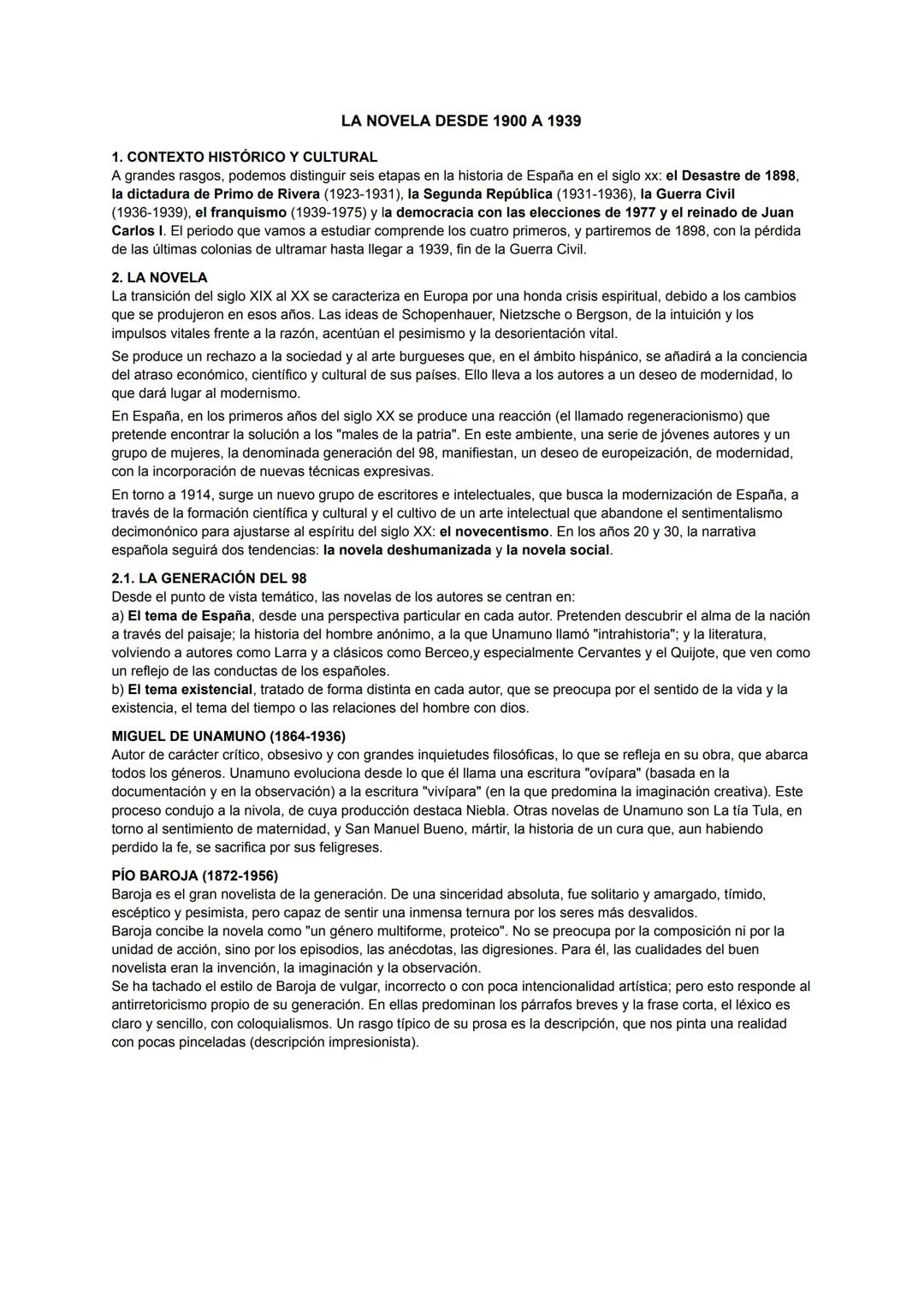 LA NOVELA DESDE 1900 A 1939
1. CONTEXTO HISTÓRICO Y CULTURAL
A grandes rasgos, podemos distinguir seis etapas en la historia de España en el