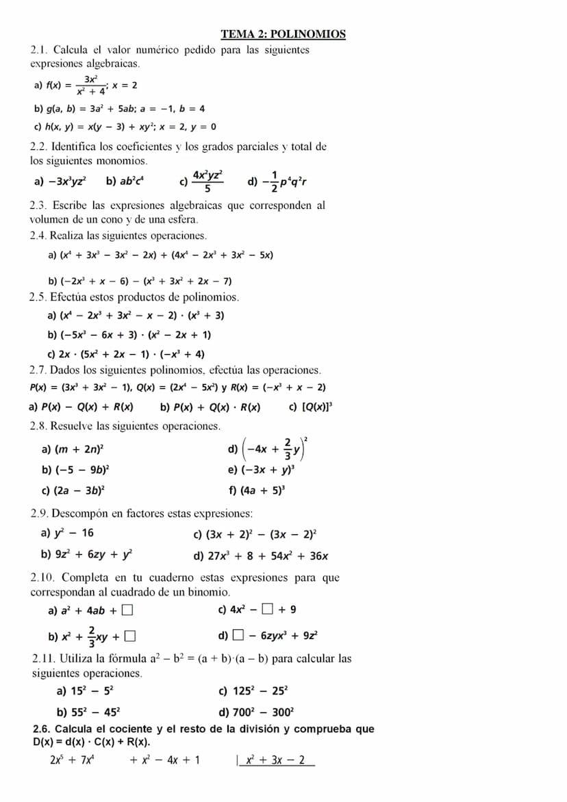 EXPRESIONES ALGEBRAICAS
Las combinaciones de números y letras relacionados entre sí
las operaciones aritméticas se llaman expresiones algebr