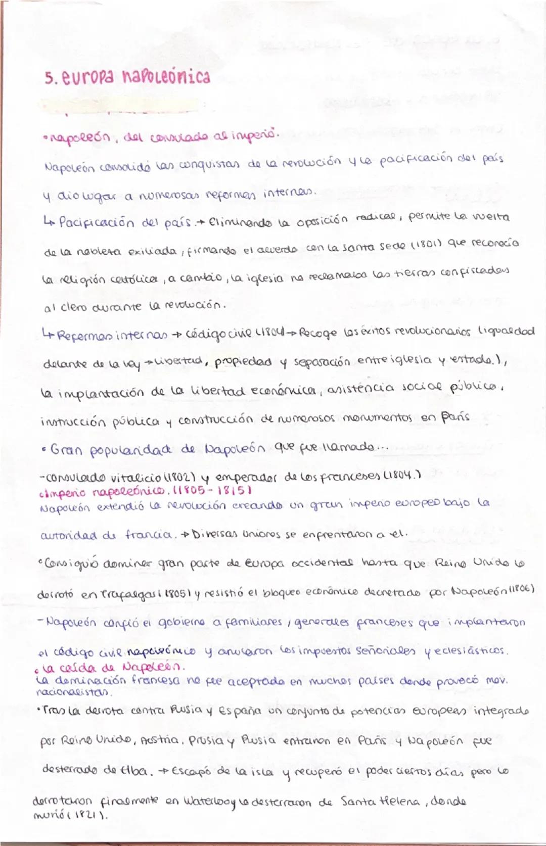 5. europa napoleónica

•napoleón, del consulado al imperio.
Napoleon consolidó las conquistas de la revolución y la pacificación del país
y 