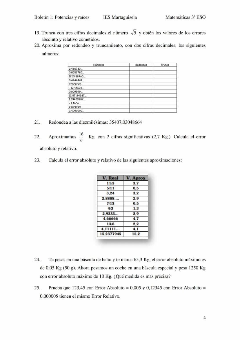 Boletín 2: Potencias y raíces
BOLETÍN UNIDAD 2
1. Calcula el valor de las siguientes potencias:
a) (-3)4
f) (-1) 54
(3)
k)
p)
a) 2³.5²
b)
e)