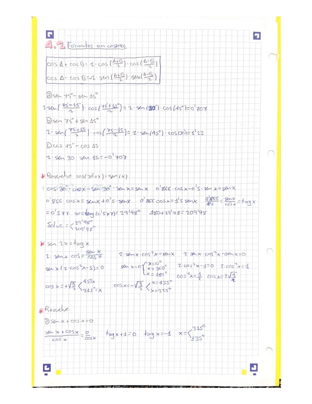 ♥
J.
Seno, coseno y tangente de la suma y
A
R
la
b
formulas brigonométricos
ecuaciones trigonométricas
BN
90d
of
t
2:0'58
1-0¹587
sen (oc+ B