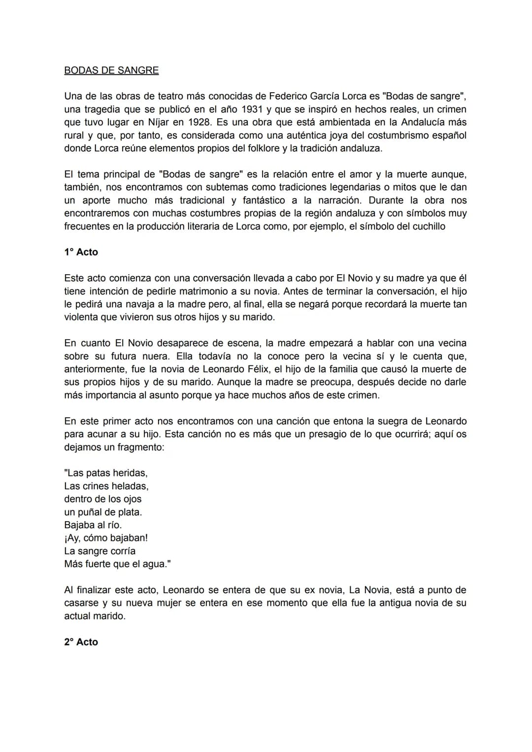 BODAS DE SANGRE
Una de las obras de teatro más conocidas de Federico García Lorca es "Bodas de sangre",
una tragedia que se publicó en el añ