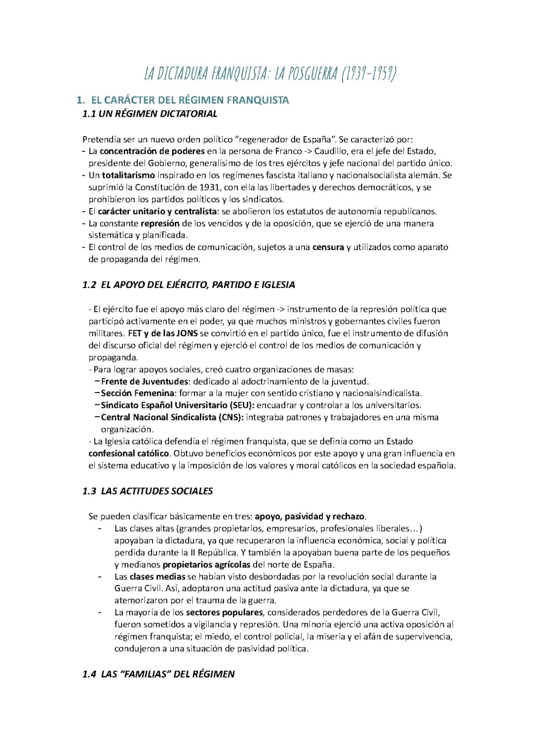 TEMA 15: LA DICTADURA FRANQUISTA: LA POSGUERRA (1939-1959)