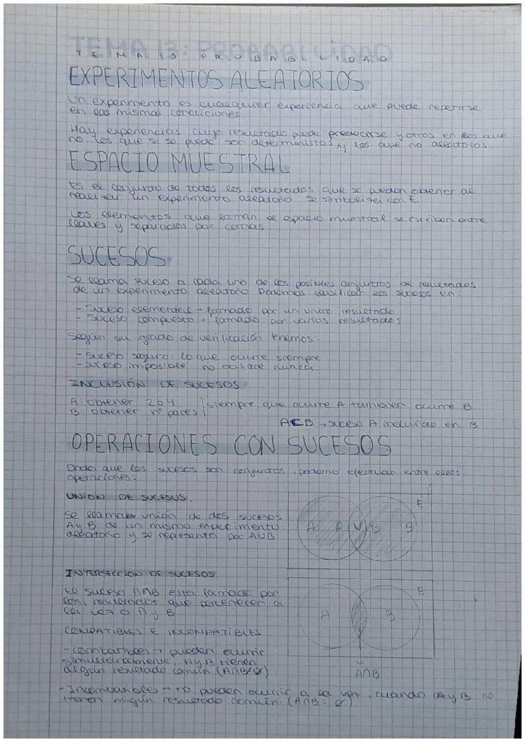 # TEMA: PROBABILIDAD

EXPERIMENTOS ALEATORIOS

Un expenmento es cualquier experiencia que puede reperirse
en las mismas conaliciones.

Hay e