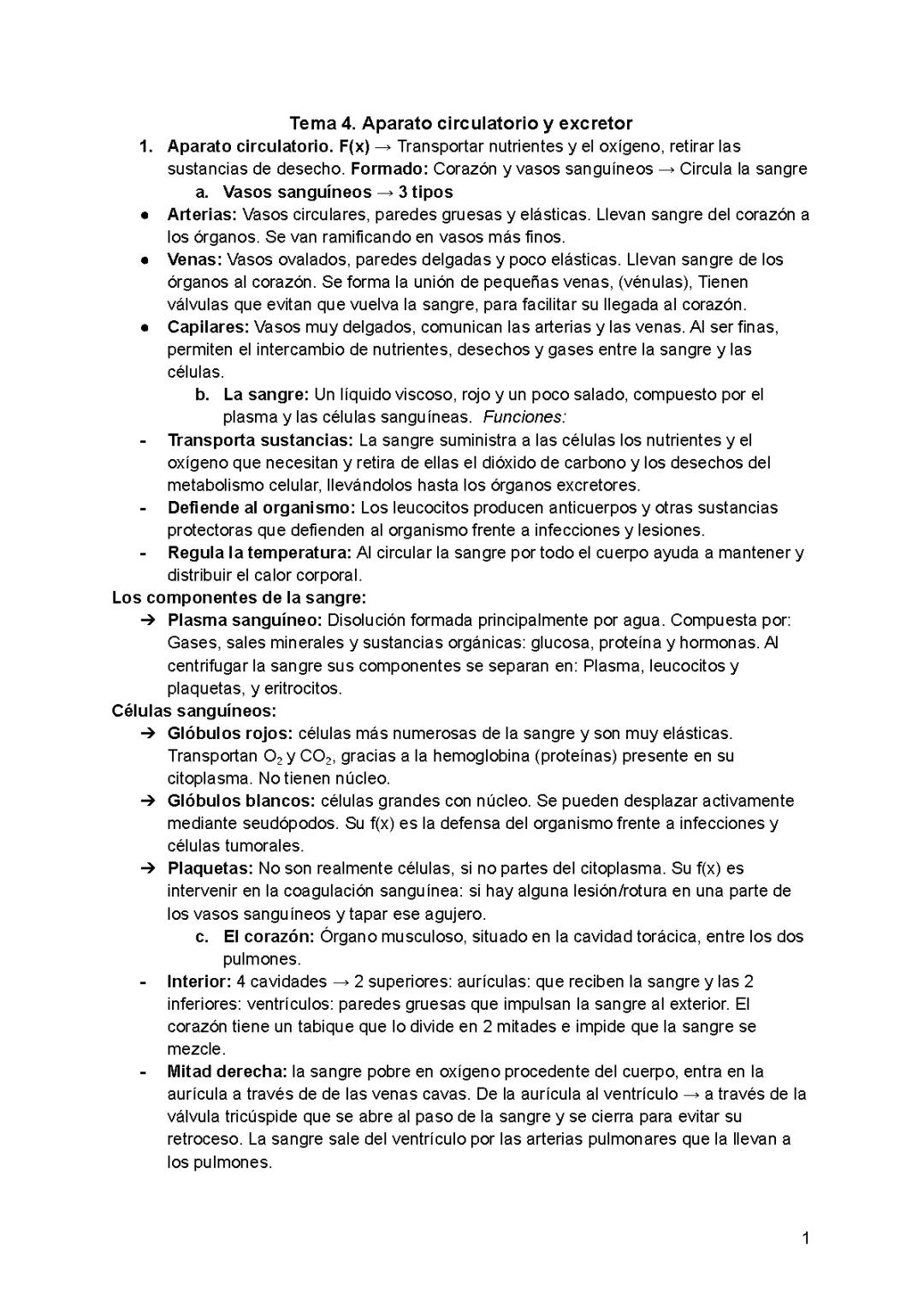 Aparato Circulatorio y Excretor 3 ESO Santillana - Resúmenes y Ejercicios PDF