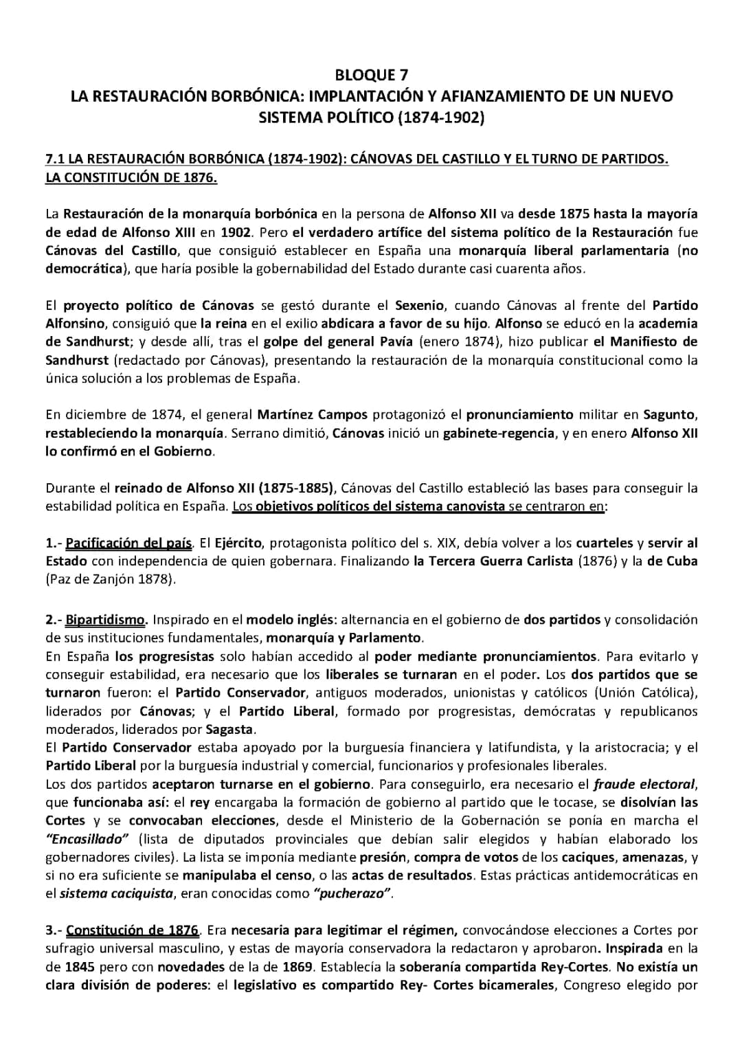 ¿Qué fue la Restauración Borbónica? Resumen para 2º Bachillerato