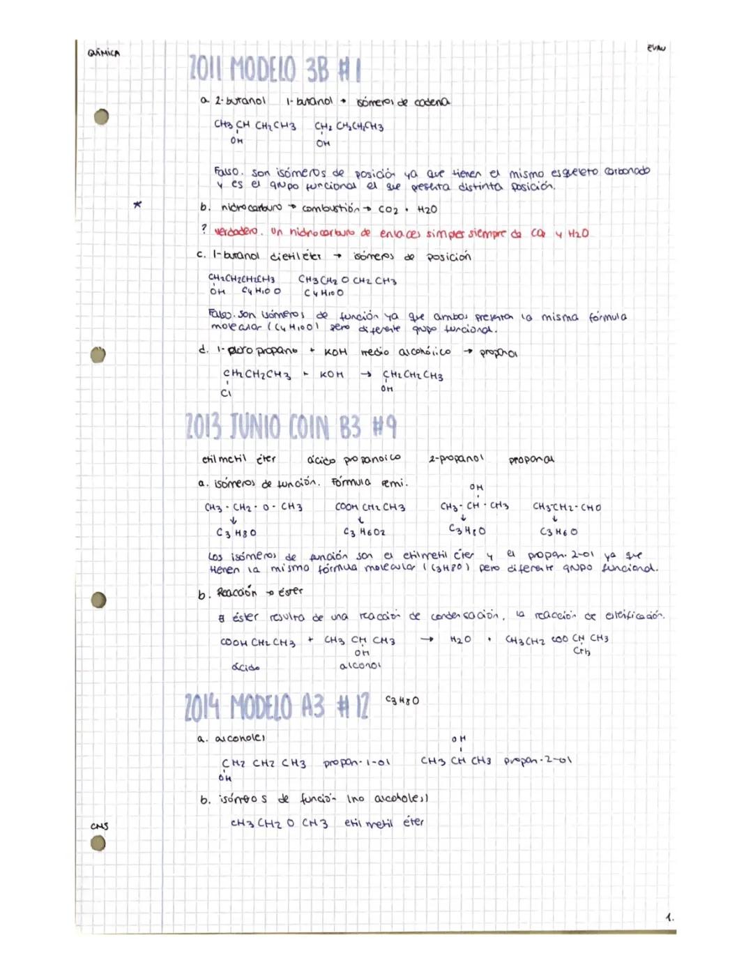 Ejercicios de Química Orgánica 2° Bachillerato