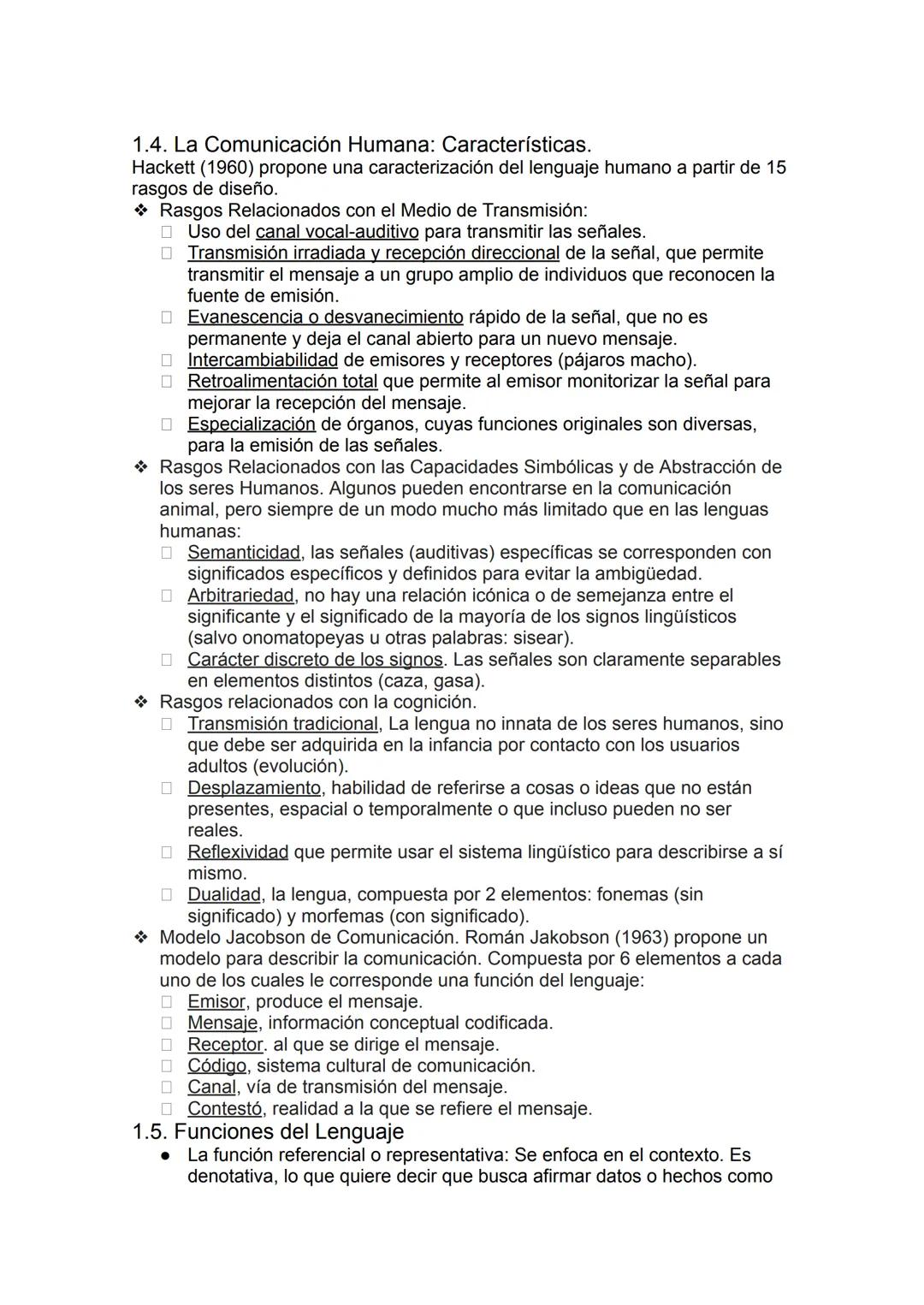 Tema 1: El lenguaje y las lenguas. La lengua como sistema
estructurado de signos: niveles y unidades.

1. La Comunicación
1.1. La Capacidad 