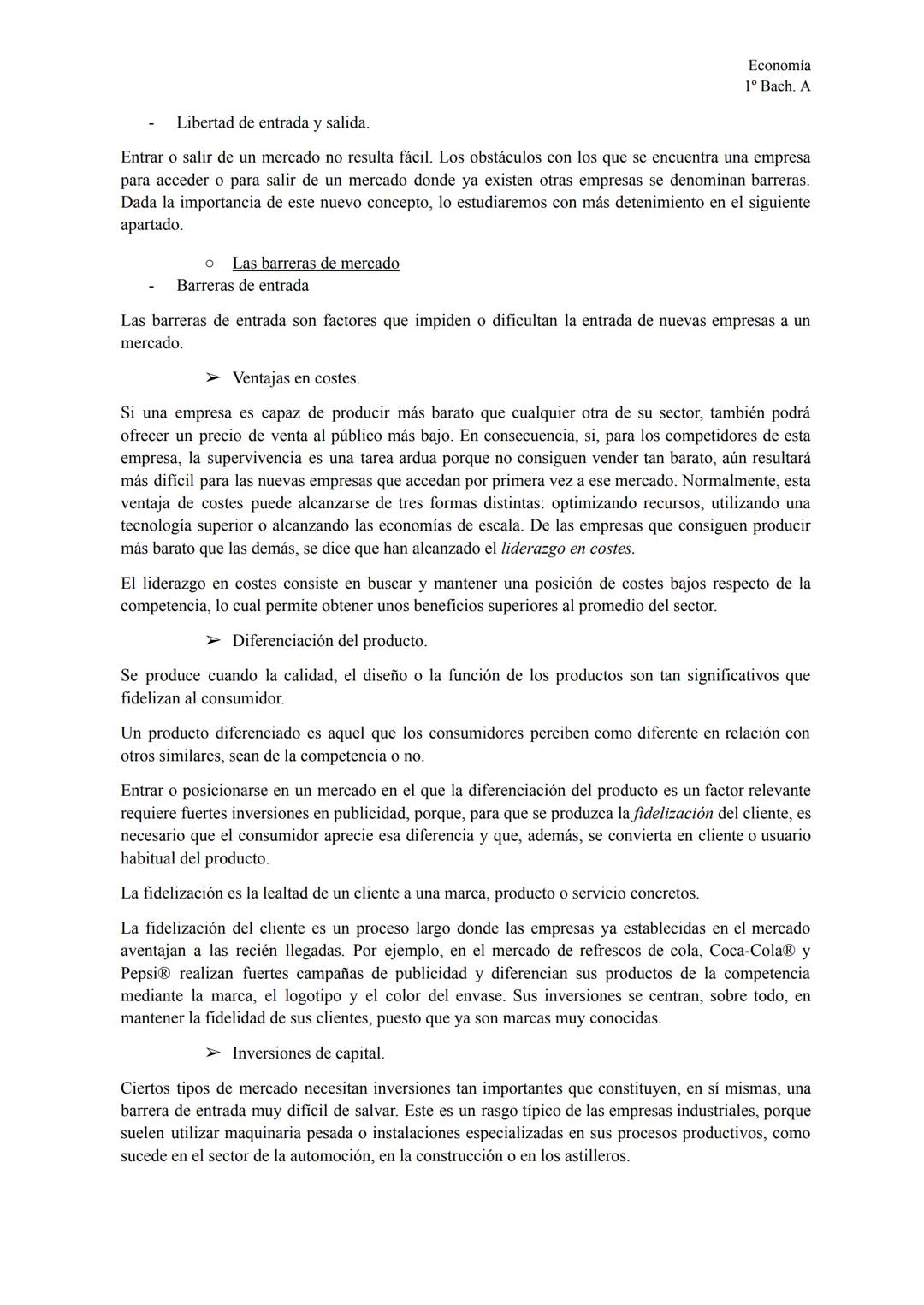 TEMA 5
Los tipos de mercado
Economía
1º Bach. A
El mercado y la competencia
competencia perfecta
competencia monopolistica
tipos de mercado
