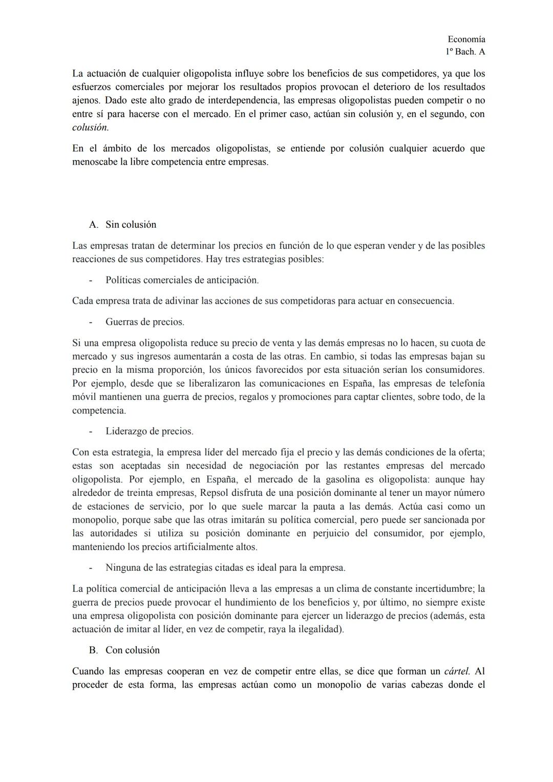 TEMA 5
Los tipos de mercado
Economía
1º Bach. A
El mercado y la competencia
competencia perfecta
competencia monopolistica
tipos de mercado
