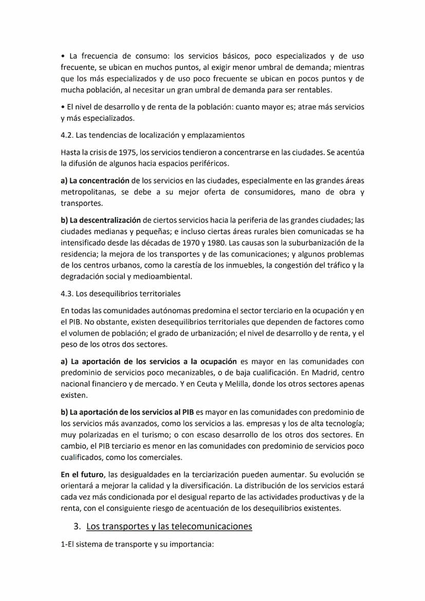Tema 7
1. El proceso de tercializacion y la importancia del sector terciario
Los espacios terciarios albergan las actividades que prestan se