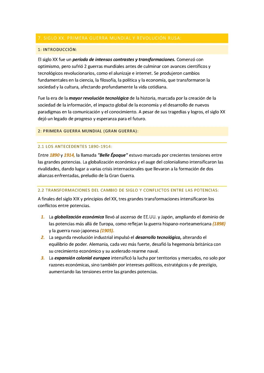 Siglo XX. Guerra mundial y Crisis de 1929