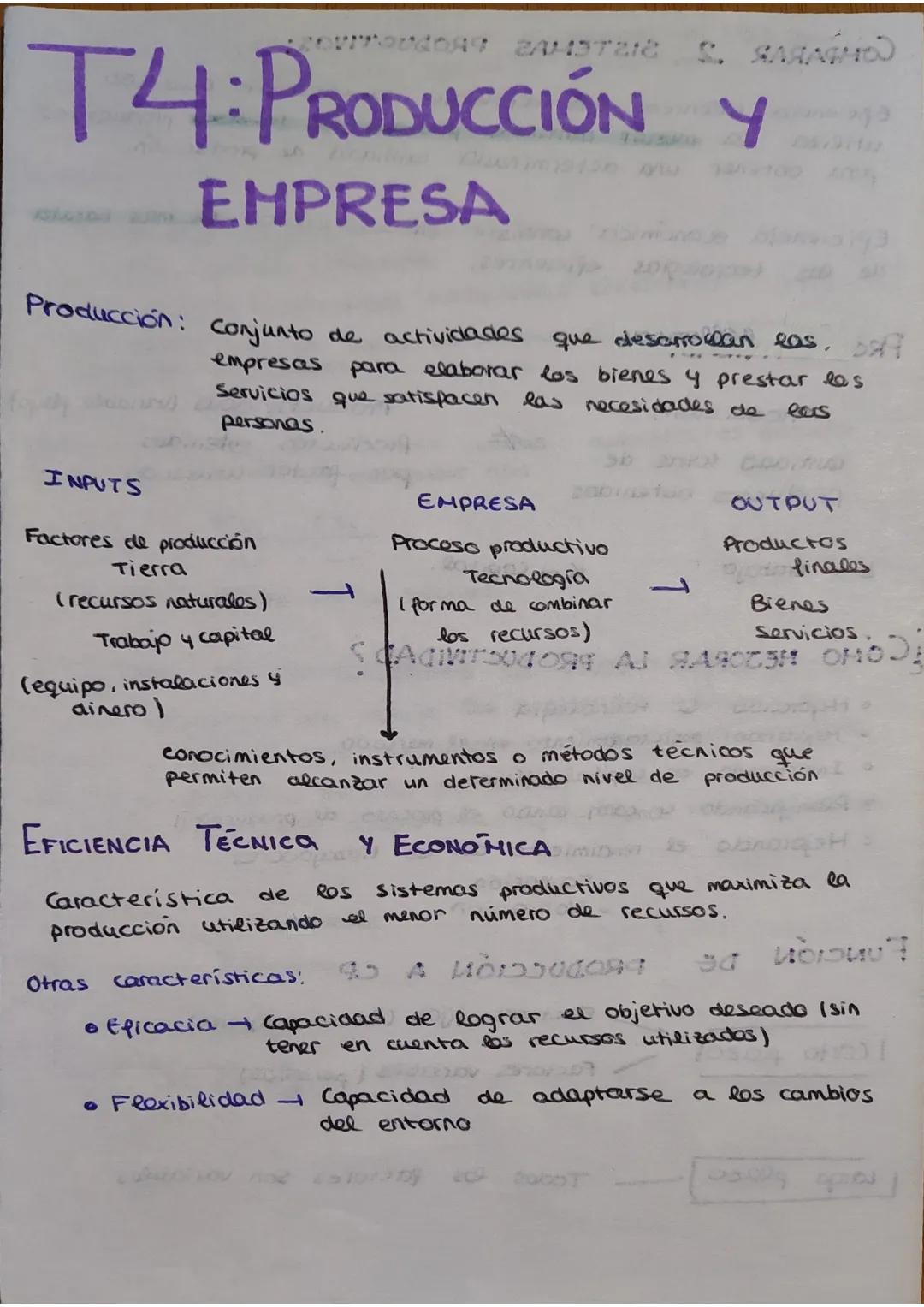 T4: PRODUCCIÓN Y
EMPRESA
Producción: conjunto de actividades que desarroan eas, 57
empresas para elaborar los bienes y prestar los
Servicios