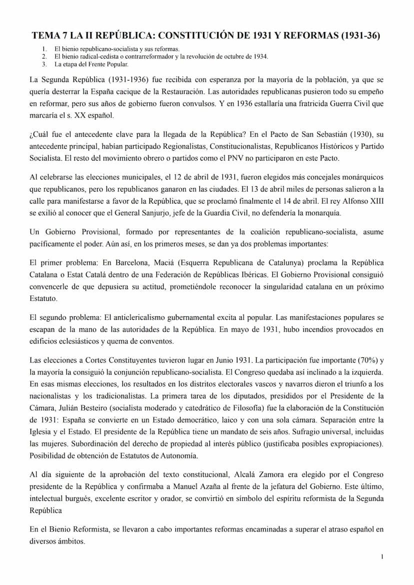 
<h2 id="lasegundarepblica19311936">La Segunda República (1931-1936)</h2>
<p>La Segunda República (1931-1936) fue recibida con esperanza por
