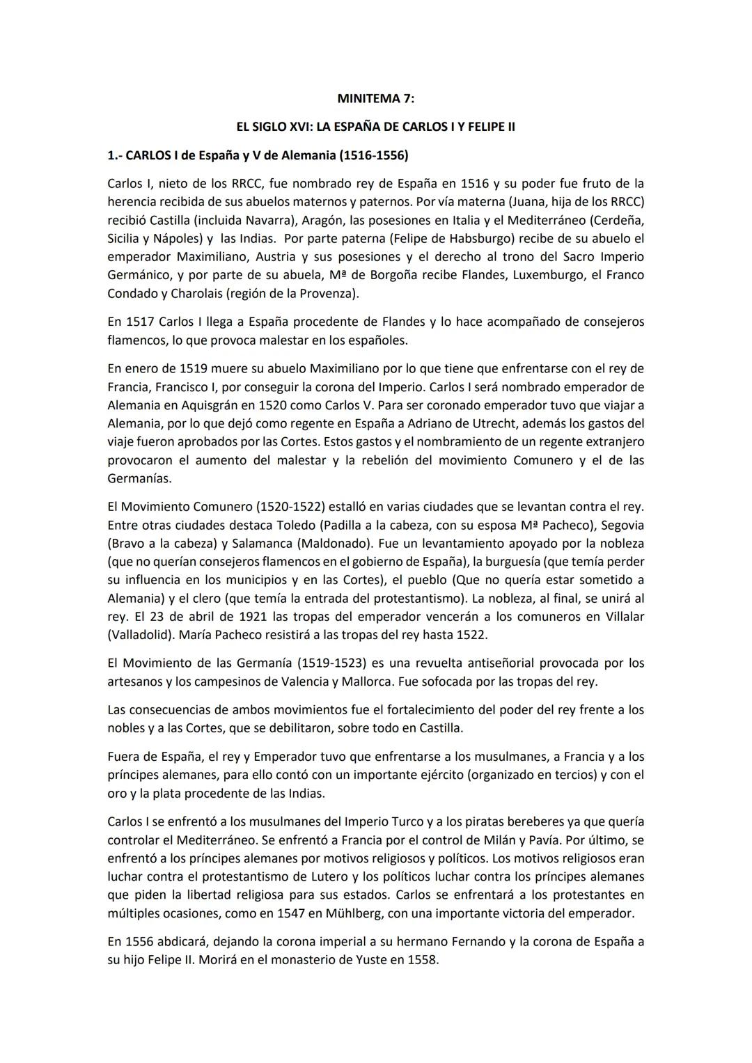 La España del siglo XVI: El reinado de Carlos I y Felipe II