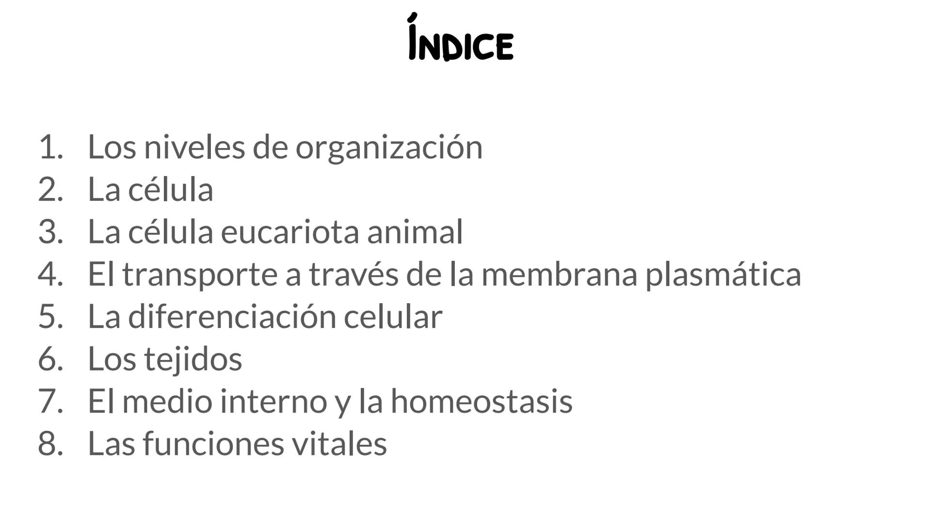 1.2 LA ORGANIZACIÓN
DEL CUERPO HUMANO:
MUCHO MÁS QUE
CÉLULAS

Biología y Geología
3º ESO # ÍNDICE

1. Los niveles de organización
2. La célu