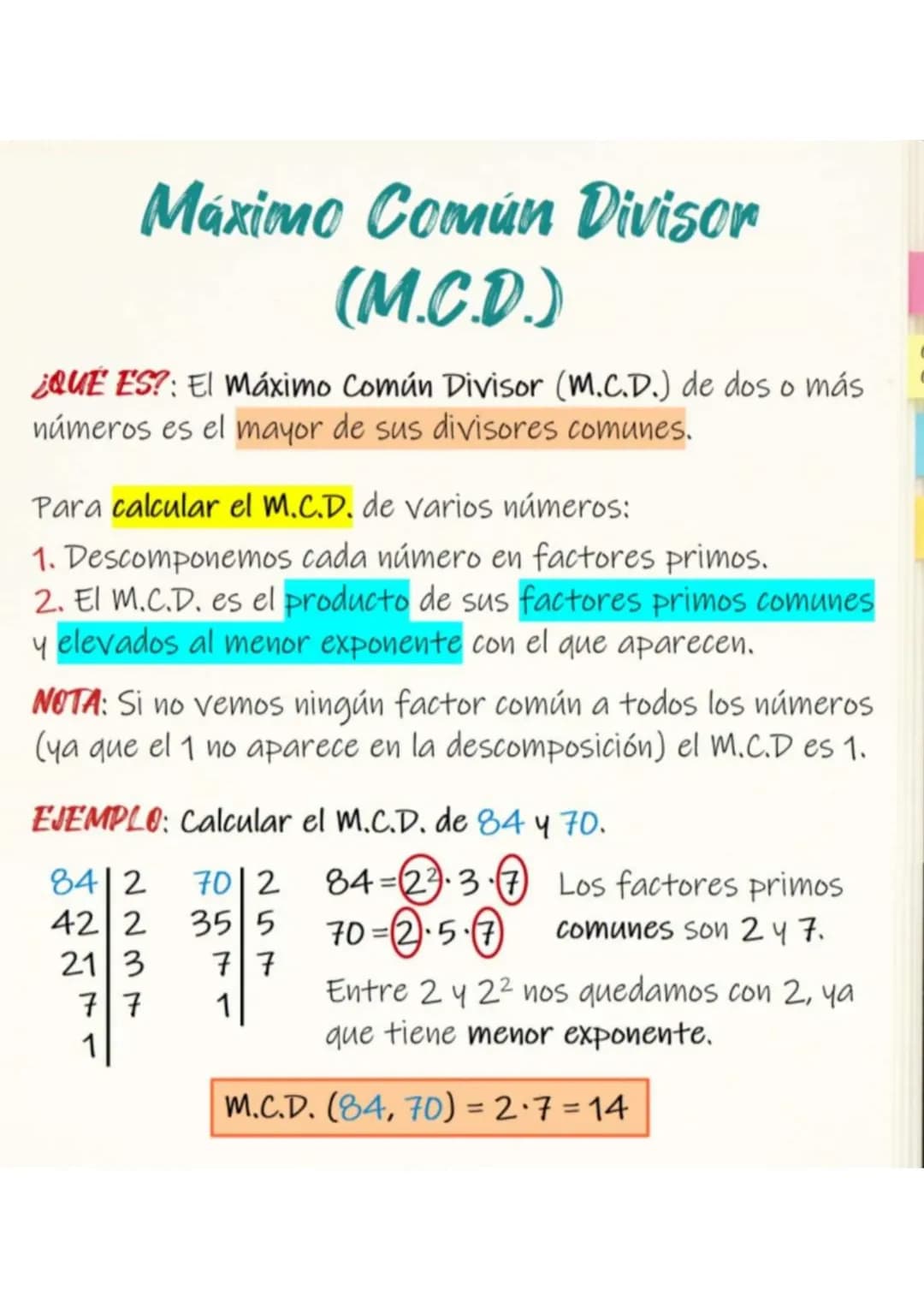 Mínimo común múltiplo y máximo común divisor m.c.m y m.c.d